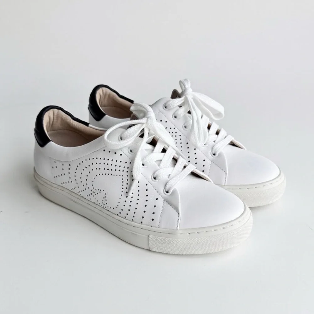 kate spade White Sneakers with Black Heel Accent - Size 8